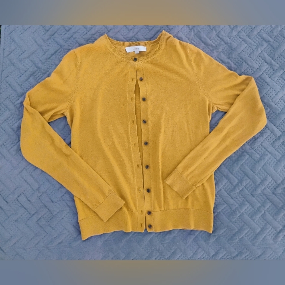 Anne Taylor LOFT Chartreuse Classic Peppy Office Mustard Yellow Women's Sweater